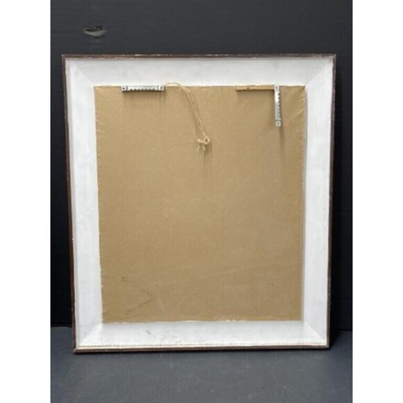 VTG Copper Raised Relief Art Pressed Dutch Girl And Windmill Plaque Framed 16x18 - Picture 5 of 5